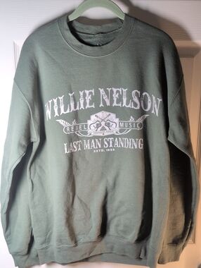 Zion Rootswear Willie Nelson Olive Green Crewneck Sweatshirt